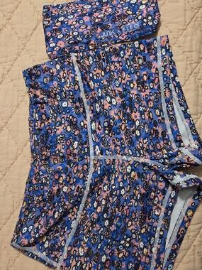 Fleo / Junk Collab Floral Athletic Shorts — Blue & Pink With Junk Matchband